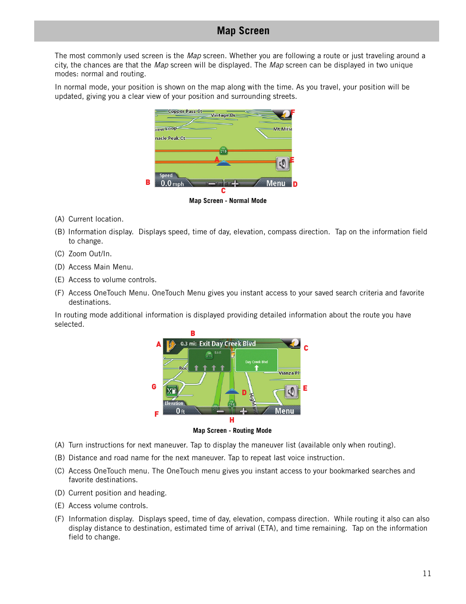 Map screen | Magellan RoadMate 1700 User Manual | Page 18 / 40