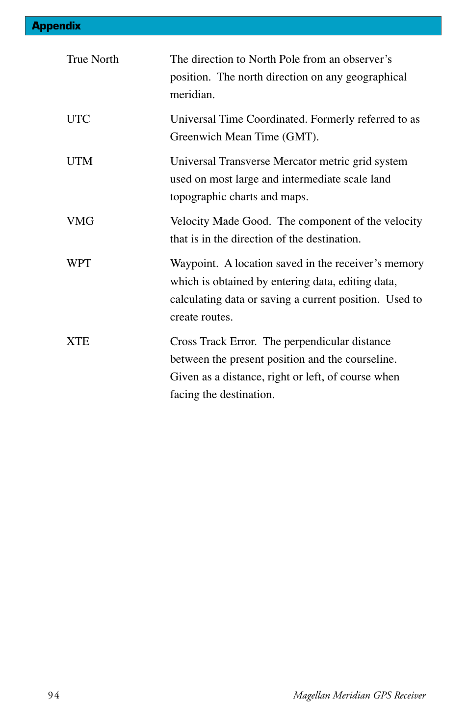 Magellan Meridian User Manual | Page 102 / 102