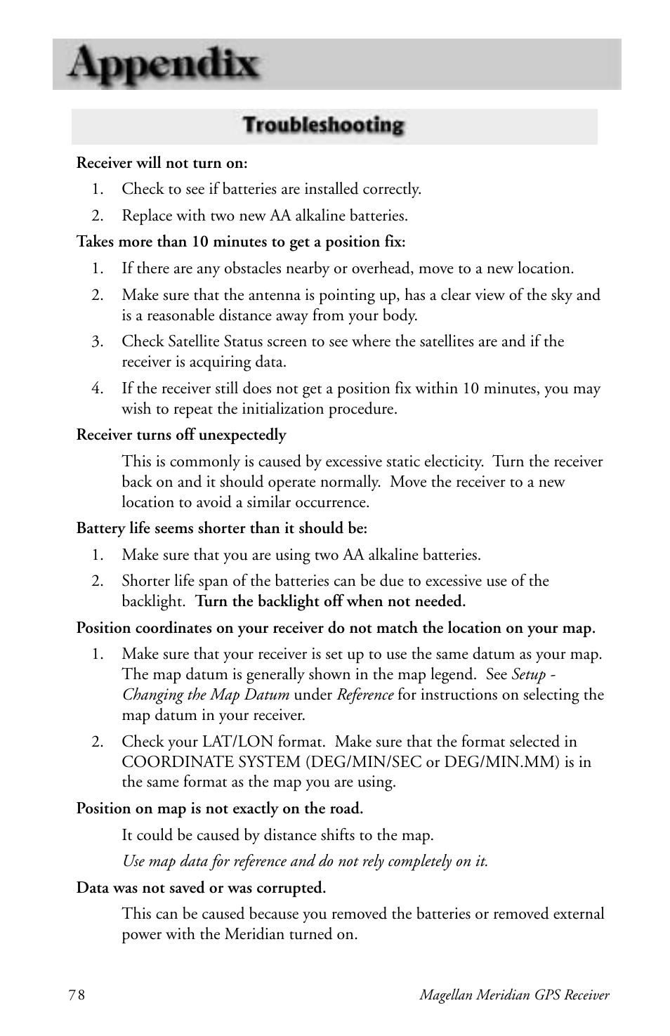 Magellan Meridian User Manual | Page 86 / 102