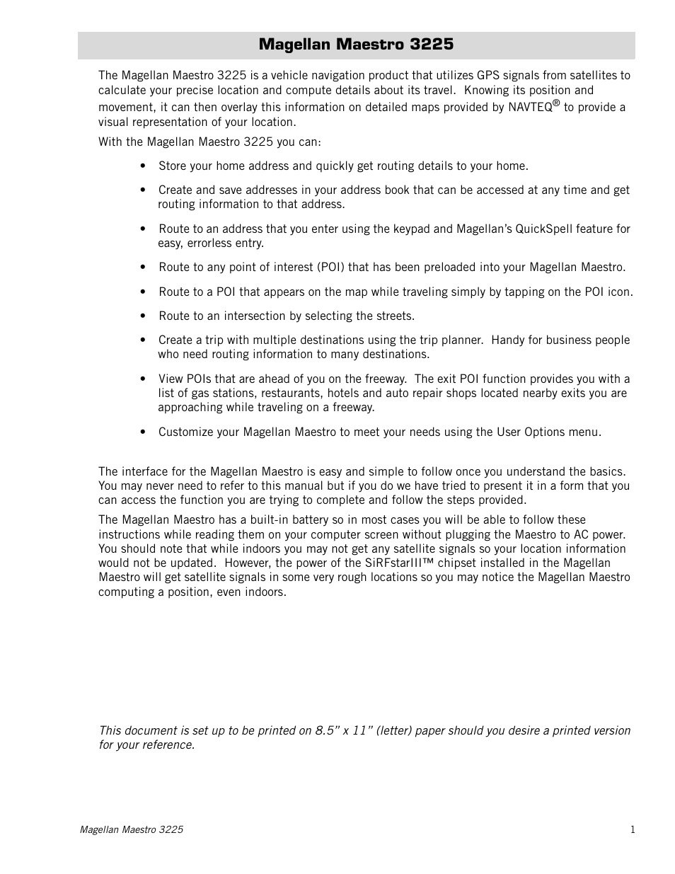 Magellan maestro 3225 | Magellan Maestro 3225 User Manual | Page 9 / 60