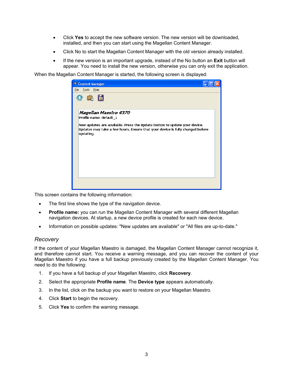 Recovery | Magellan MAESTRO 4350 User Manual | Page 5 / 9