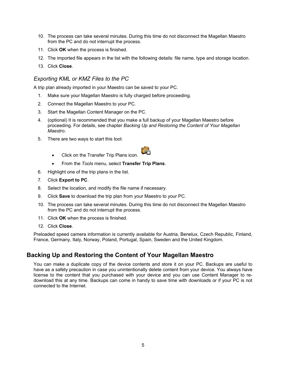 Exporting kml or kmz files to the pc | Magellan MAESTRO 4350 User Manual | Page 7 / 9