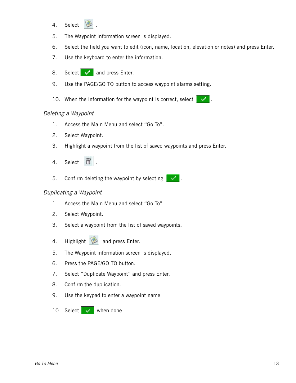 Deleting a waypoint, Duplicating a waypoint | Magellan eXplorist 400 User Manual | Page 20 / 31