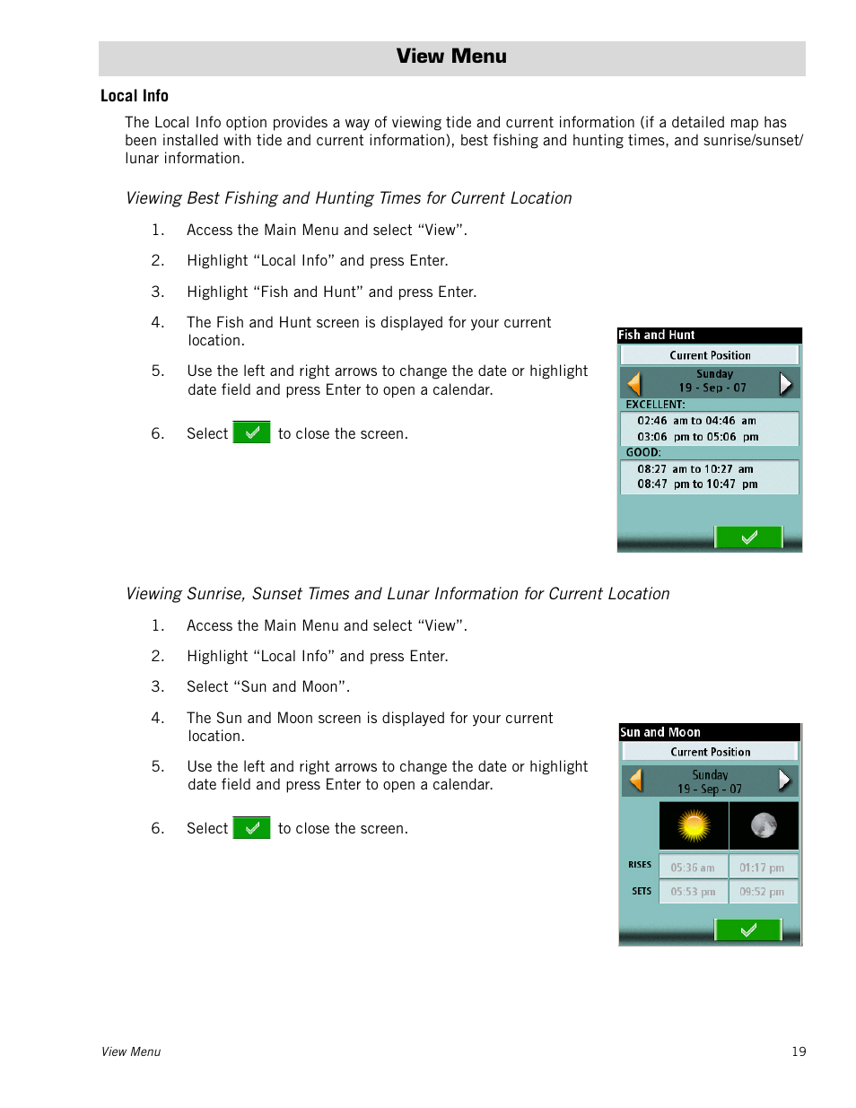 View menu, Local info | Magellan eXplorist 400 User Manual | Page 26 / 31