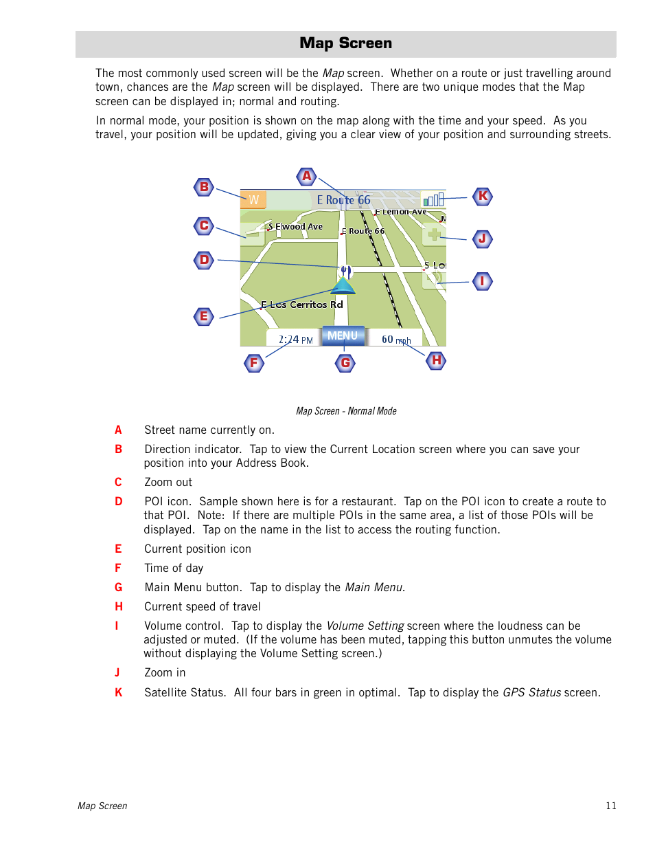 Map screen | Magellan MAESTRO 3100 User Manual | Page 19 / 55