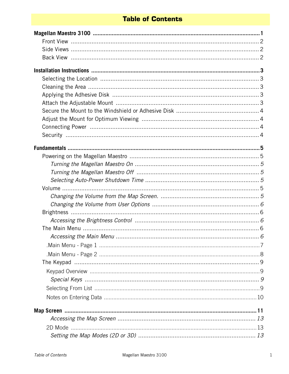 Magellan MAESTRO 3100 User Manual | Page 5 / 55