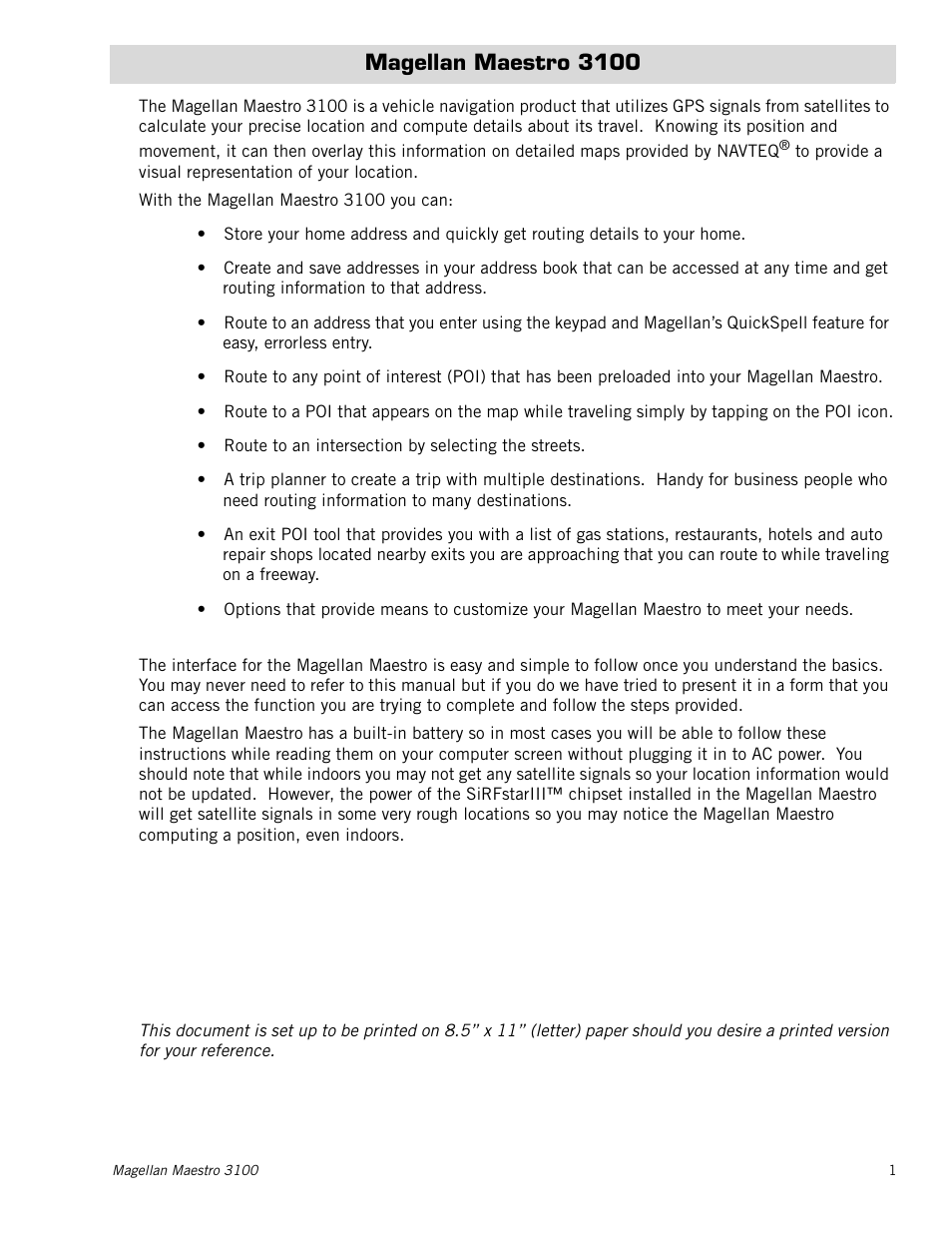 Magellan maestro 3100 | Magellan MAESTRO 3100 User Manual | Page 9 / 55