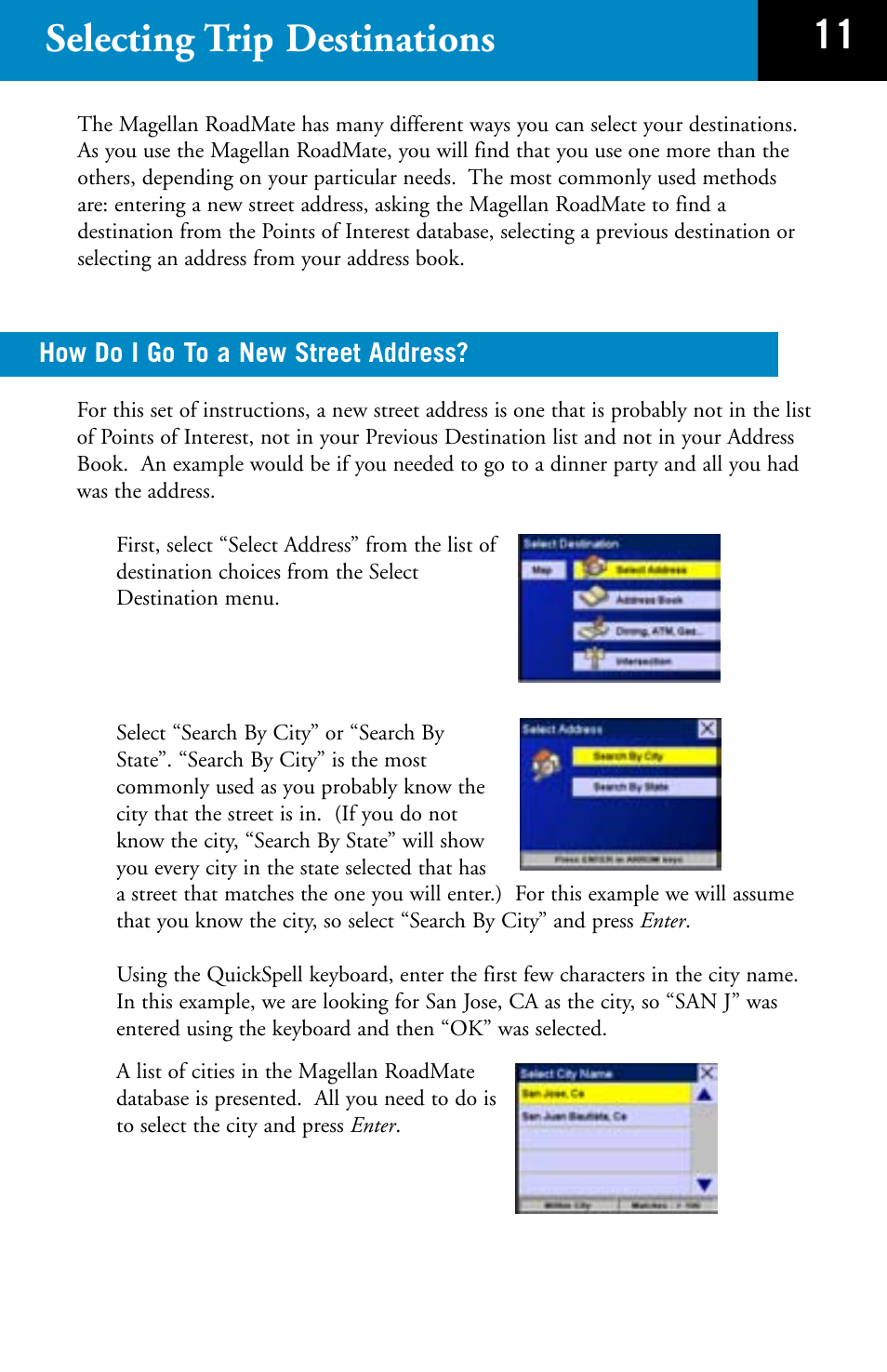 11 selecting trip destinations | Magellan RoadMate 700 User Manual | Page 13 / 27