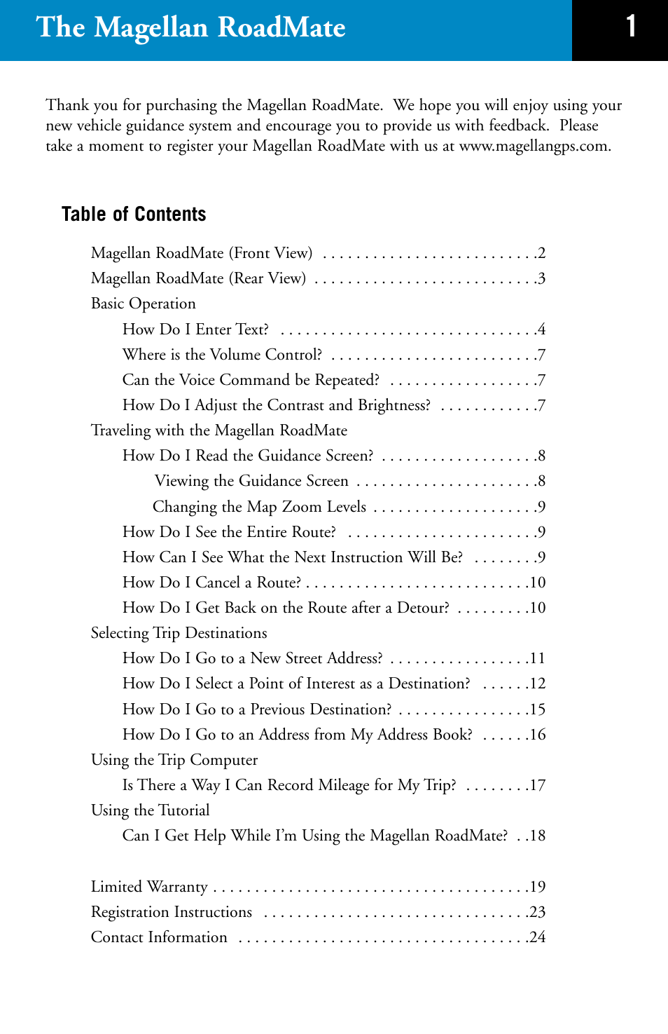 1the magellan roadmate | Magellan RoadMate 700 User Manual | Page 3 / 27