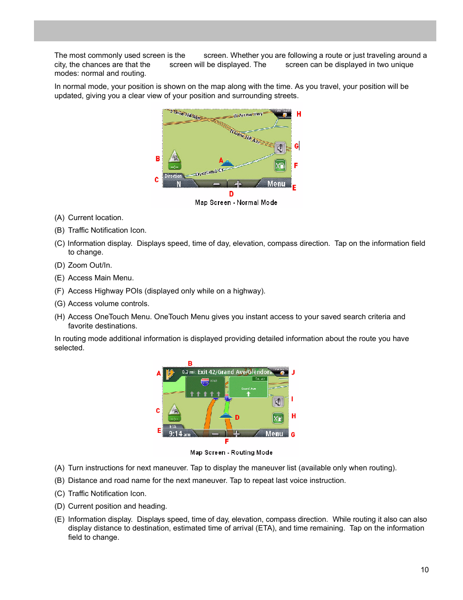 Map screen | Magellan ROADMATE 5120 User Manual | Page 19 / 42