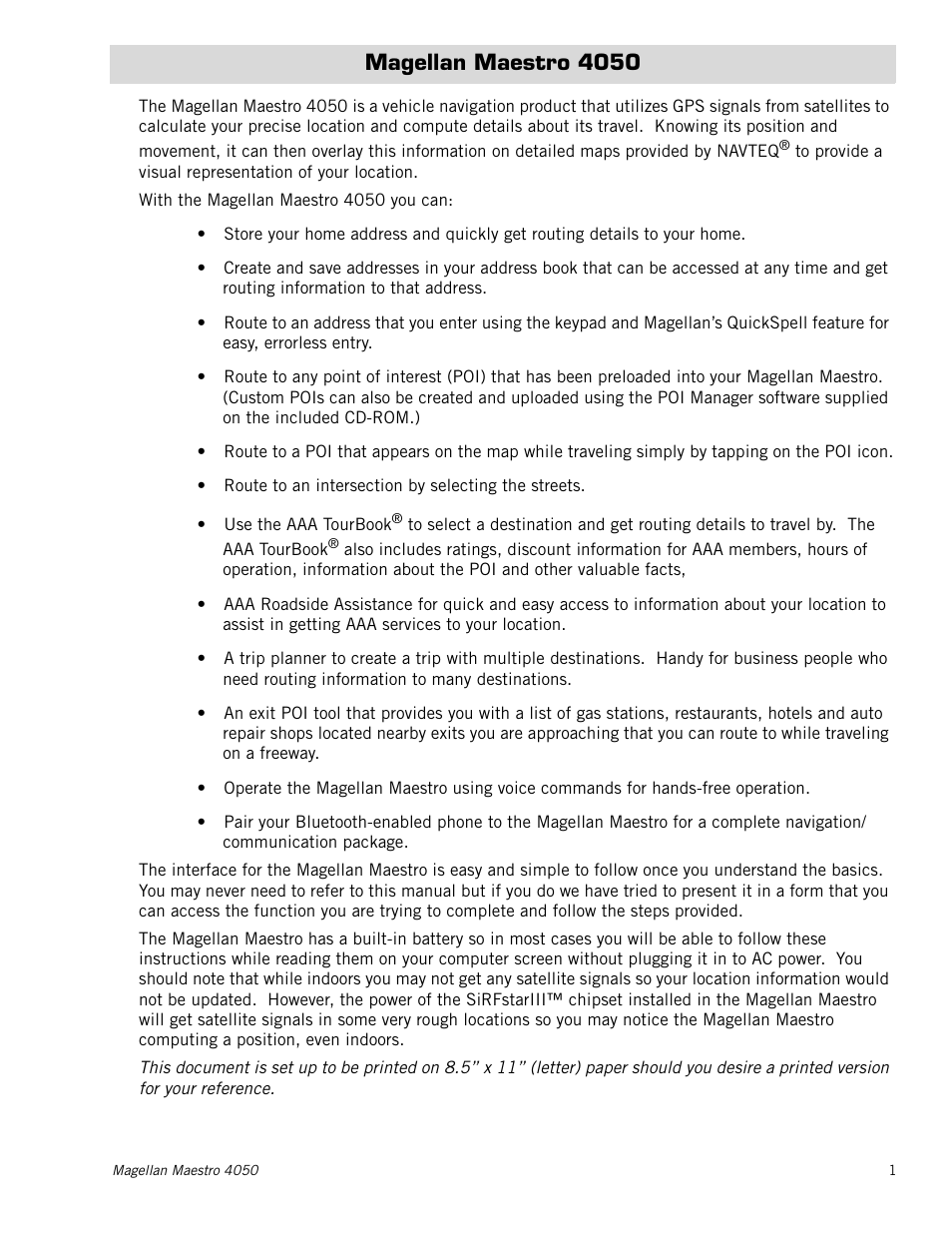 Magellan maestro 4050 | Magellan Maestro 4050 User Manual | Page 12 / 86