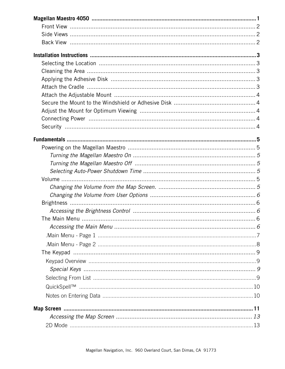 Magellan Maestro 4050 User Manual | Page 6 / 86