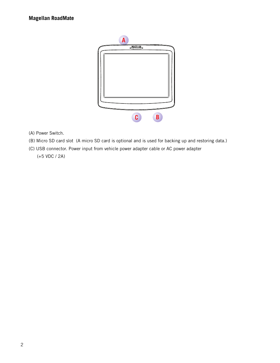 Magellan roadmate, Ab c | Magellan RoadMate 1210 1200 Series User Manual | Page 10 / 48
