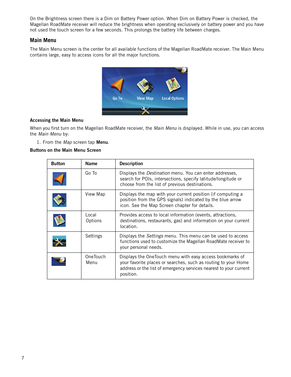 Main menu | Magellan RoadMate 1210 1200 Series User Manual | Page 15 / 48
