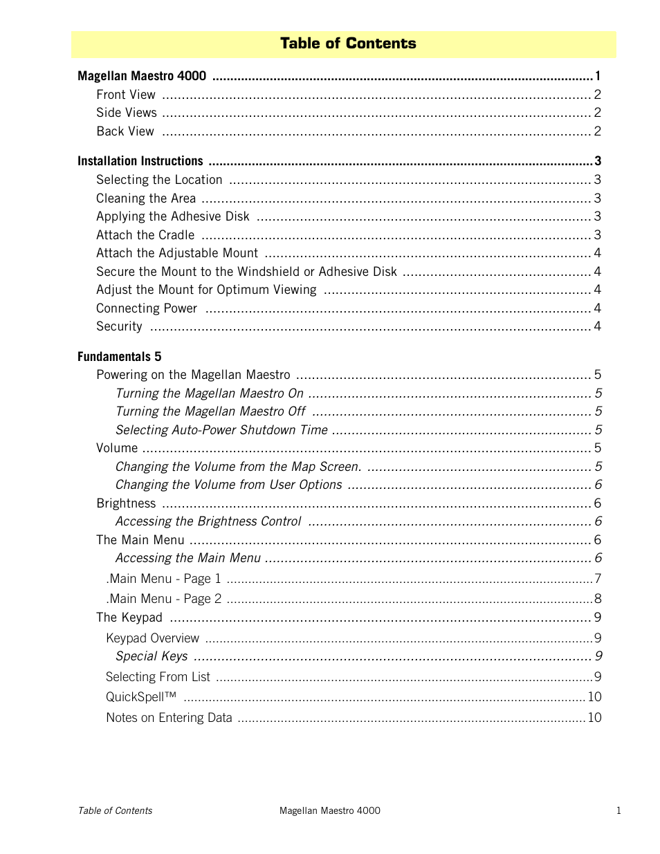 Magellan Maestro 4000 User Manual | Page 6 / 75