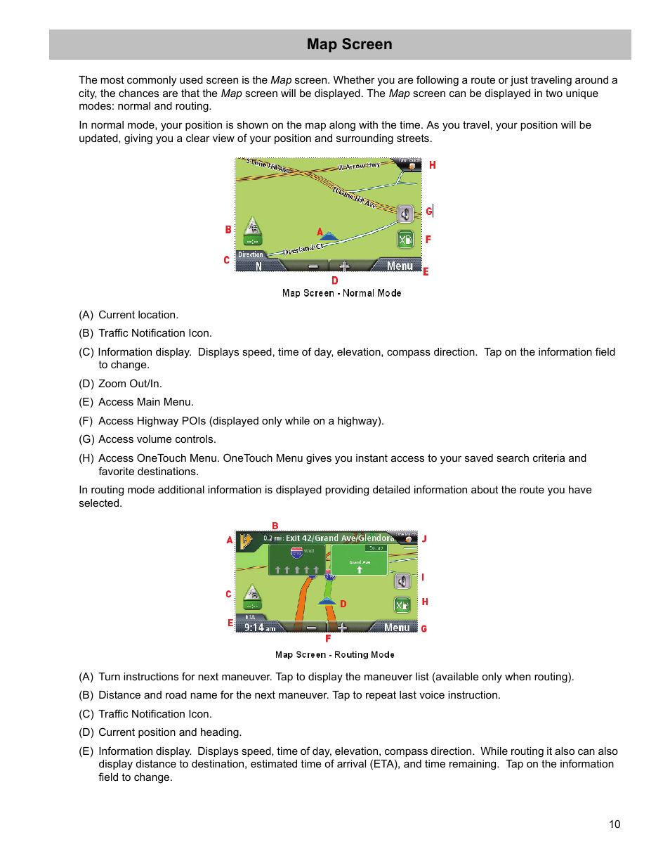 Map screen | Magellan RoadMate 2036 User Manual | Page 19 / 42