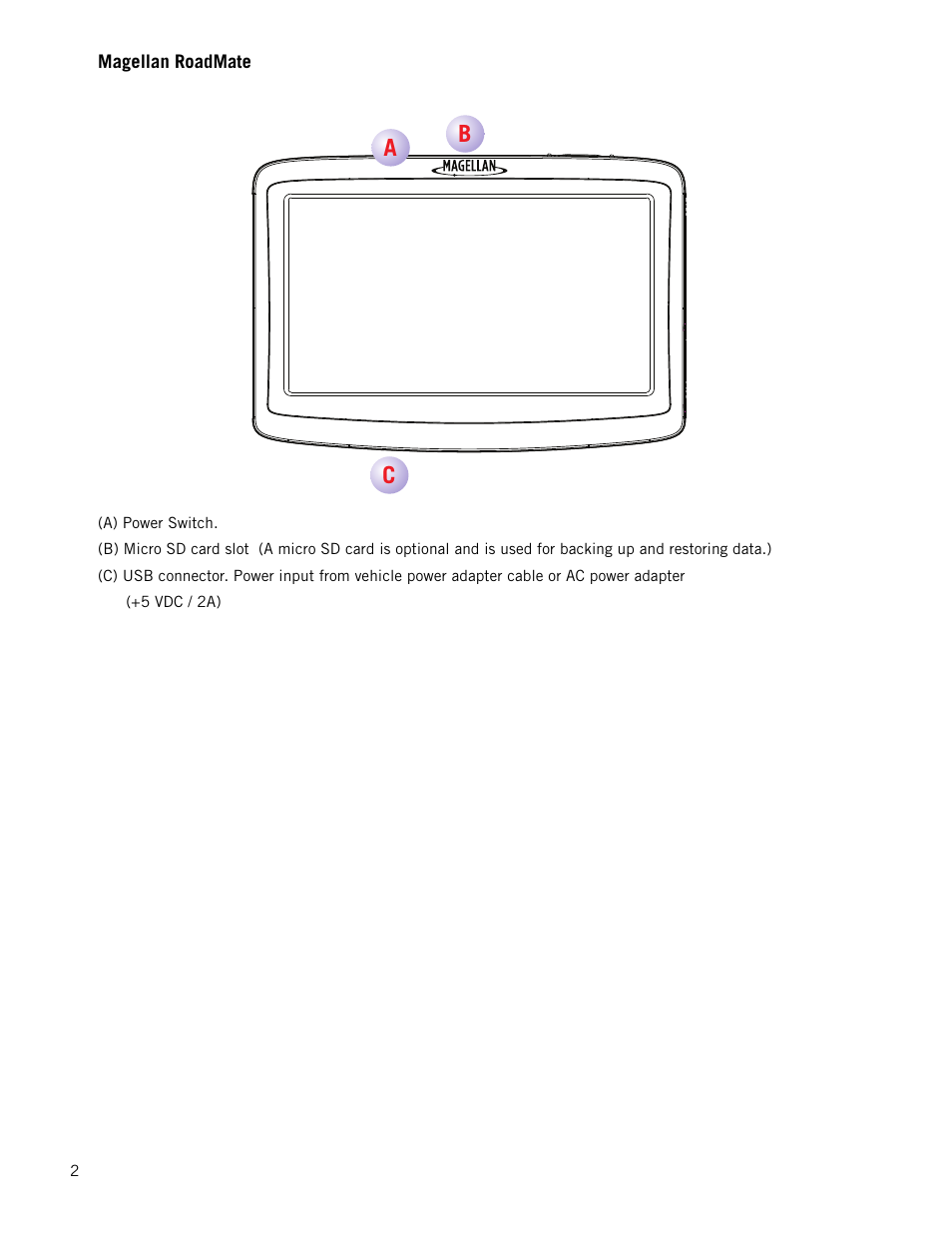 Magellan roadmate, Ab c | Magellan RoadMate 1440 User Manual | Page 10 / 48