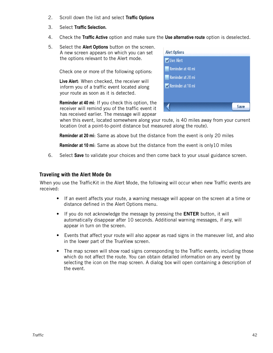 Traveling with the alert mode on | Magellan RoadMate 1230 User Manual | Page 51 / 68