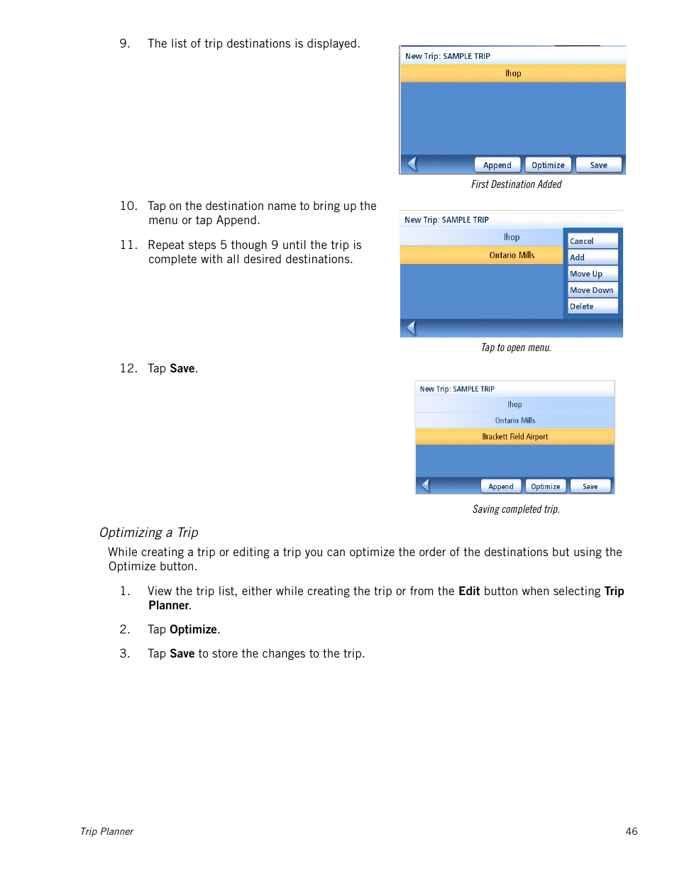 Optimizing a trip | Magellan RoadMate 1230 User Manual | Page 55 / 68