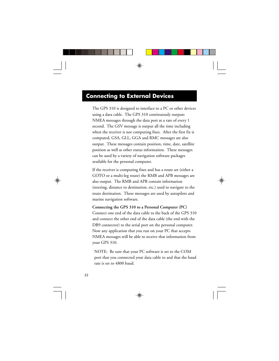 Connecting to external devices | Magellan GPS 310 User Manual | Page 38 / 62