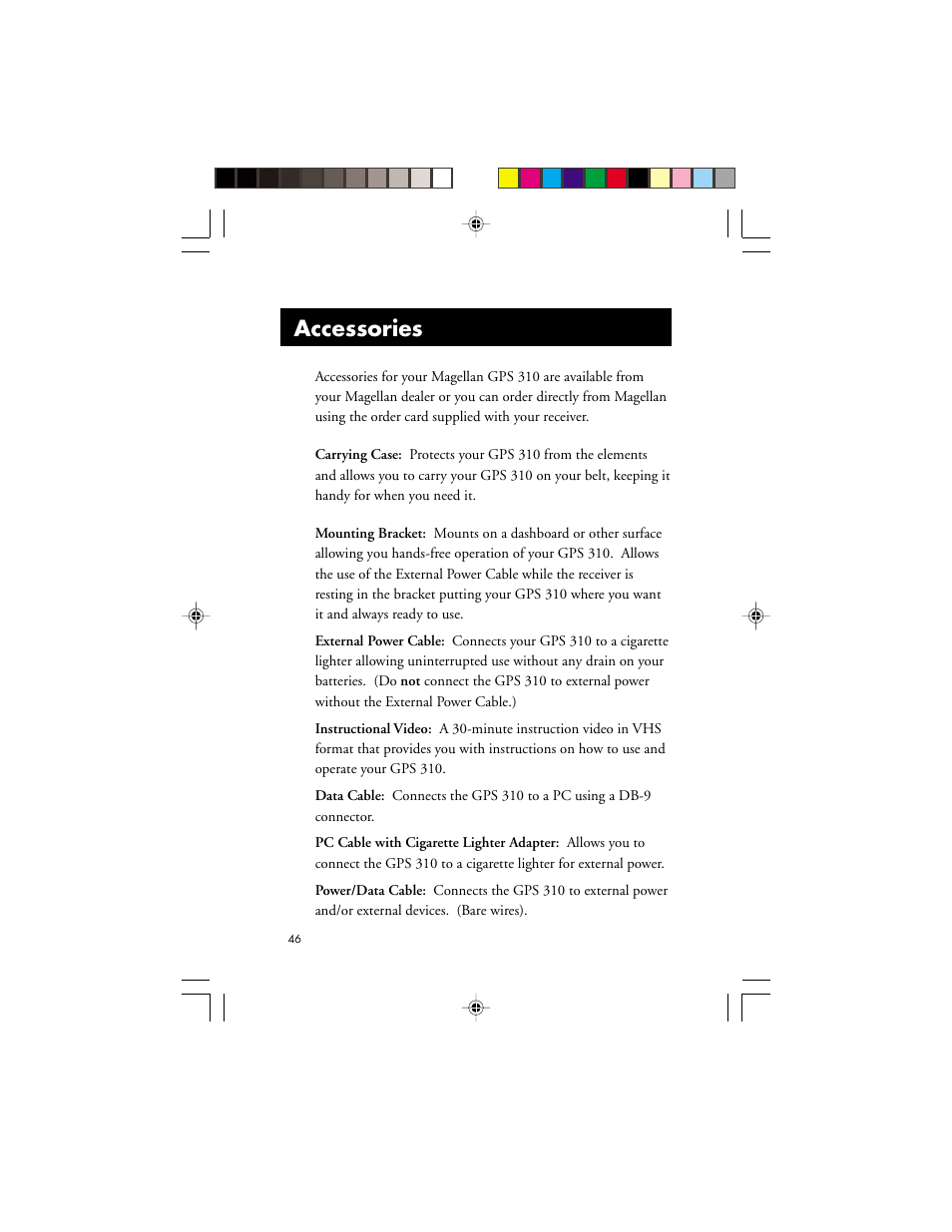 Accessories | Magellan GPS 310 User Manual | Page 52 / 62