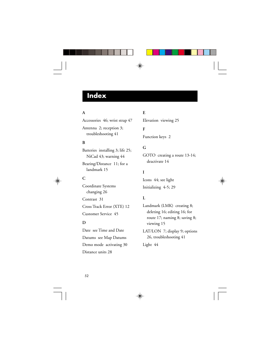 Index | Magellan GPS 310 User Manual | Page 58 / 62