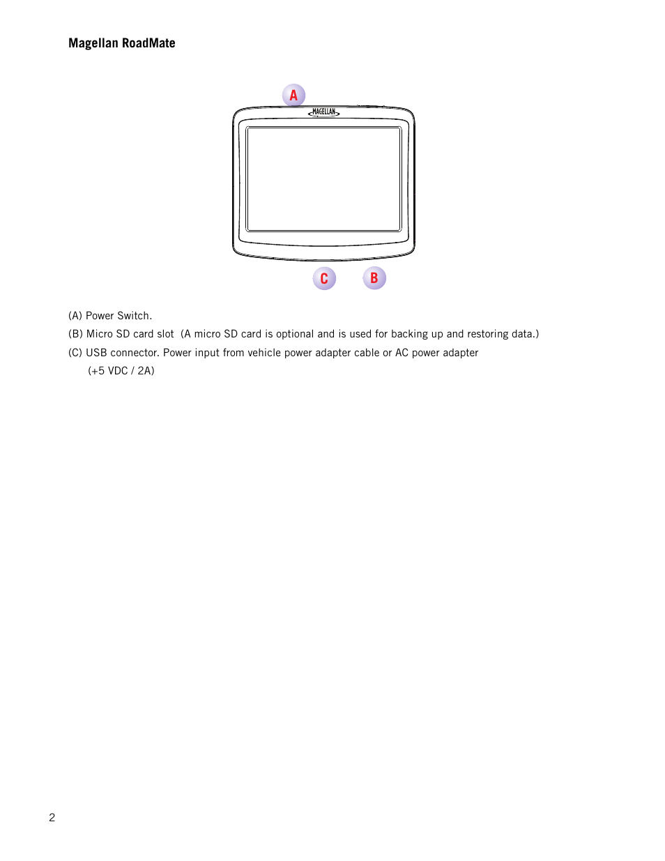 Magellan roadmate, Ab c | Magellan RoadMate 1340 User Manual | Page 10 / 44