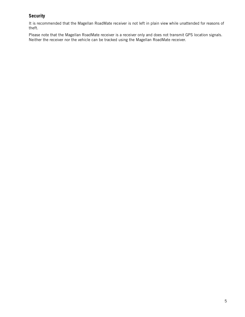 Security | Magellan RoadMate 1340 User Manual | Page 13 / 44