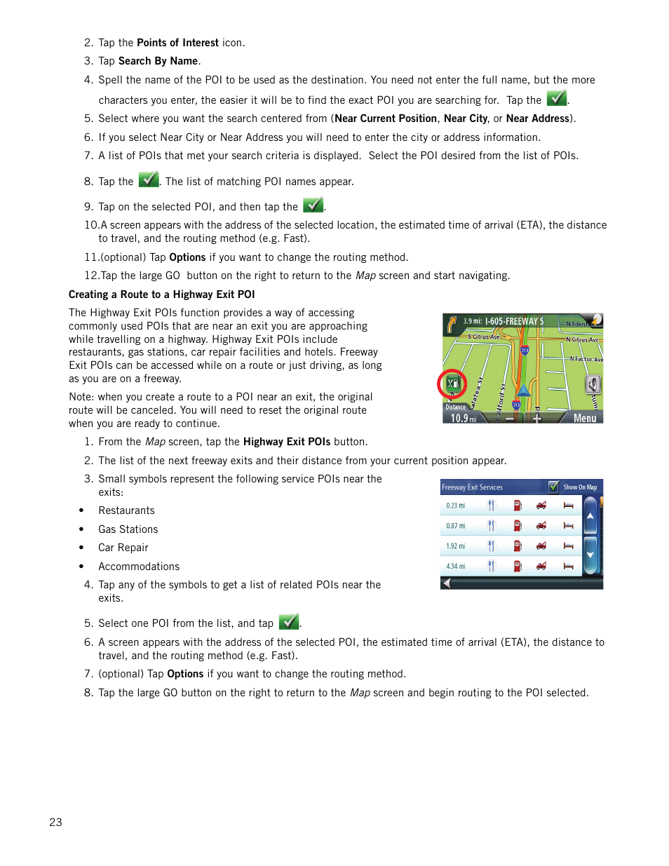Creating a route to a highway exit poi | Magellan RoadMate 1340 User Manual | Page 31 / 44