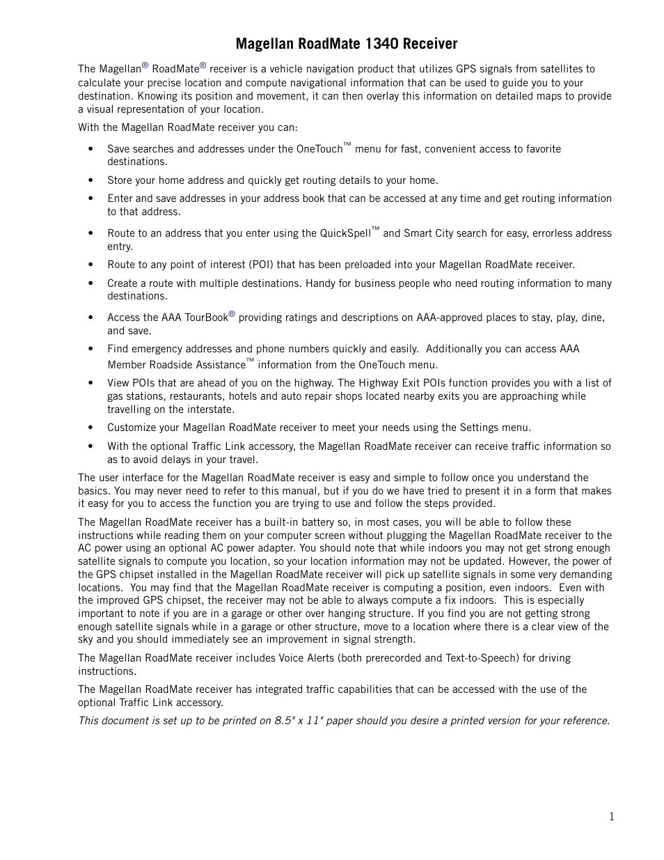 Magellan roadmate 1340 receiver | Magellan RoadMate 1340 User Manual | Page 9 / 44