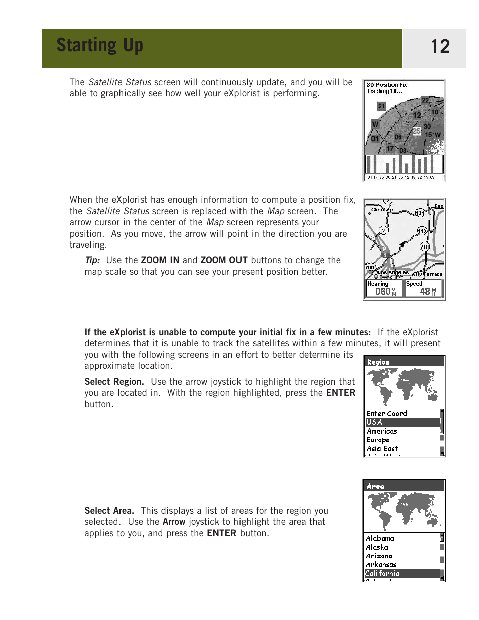 Starting up 12 | Magellan eXplorist 400 User Manual | Page 19 / 119