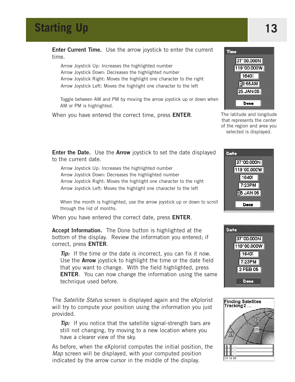 Starting up 13 | Magellan eXplorist 400 User Manual | Page 20 / 119