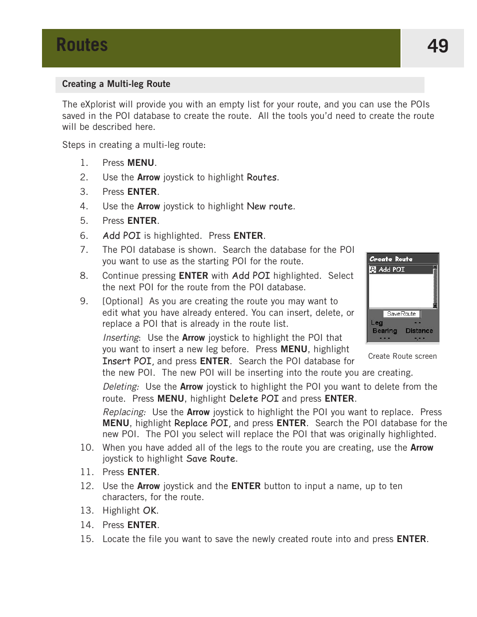 Creating a multi-leg route, Routes 49 | Magellan eXplorist 400 User Manual | Page 56 / 119