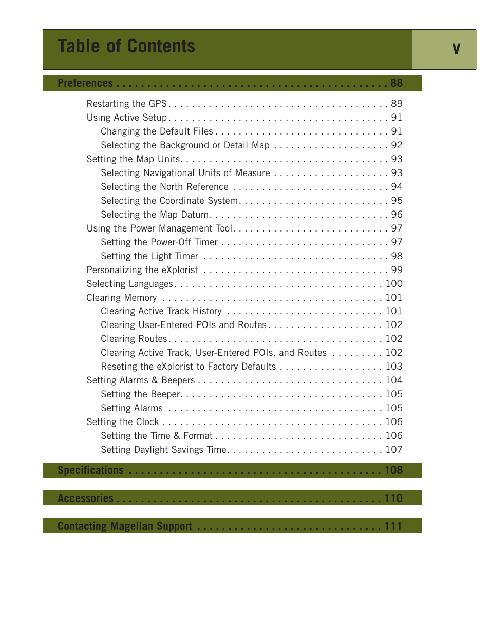 Table of contents v | Magellan eXplorist 400 User Manual | Page 7 / 119
