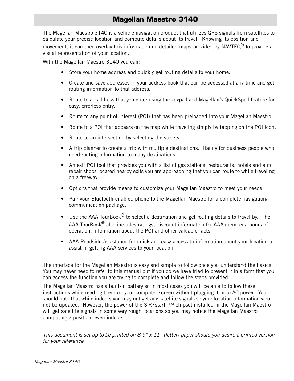 Magellan maestro 3140, Magellan maestro 3140 1 | Magellan 3140 User Manual | Page 10 / 67