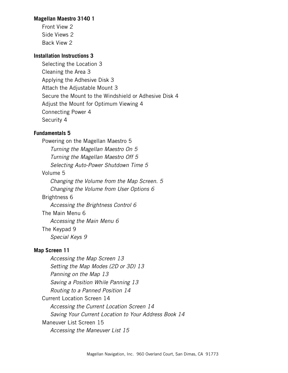 Magellan 3140 User Manual | Page 5 / 67
