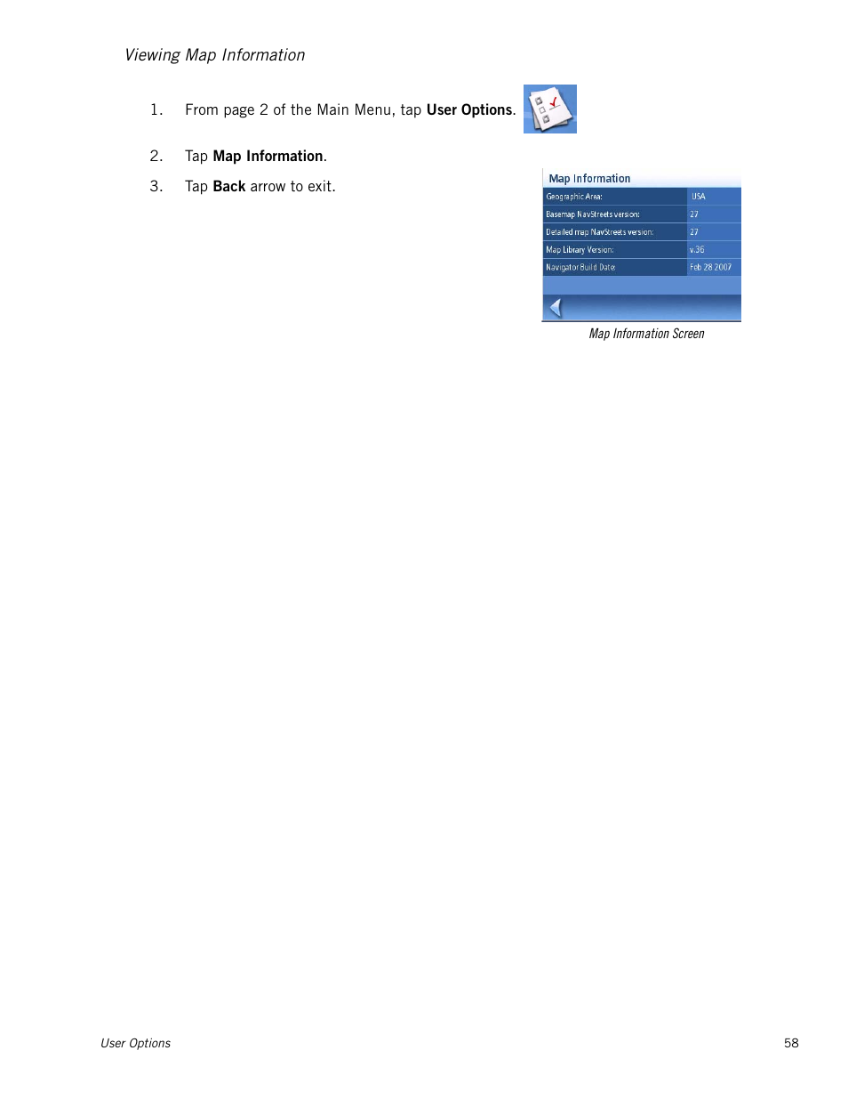 Viewing map information, Viewing map information 58 | Magellan 3140 User Manual | Page 67 / 67