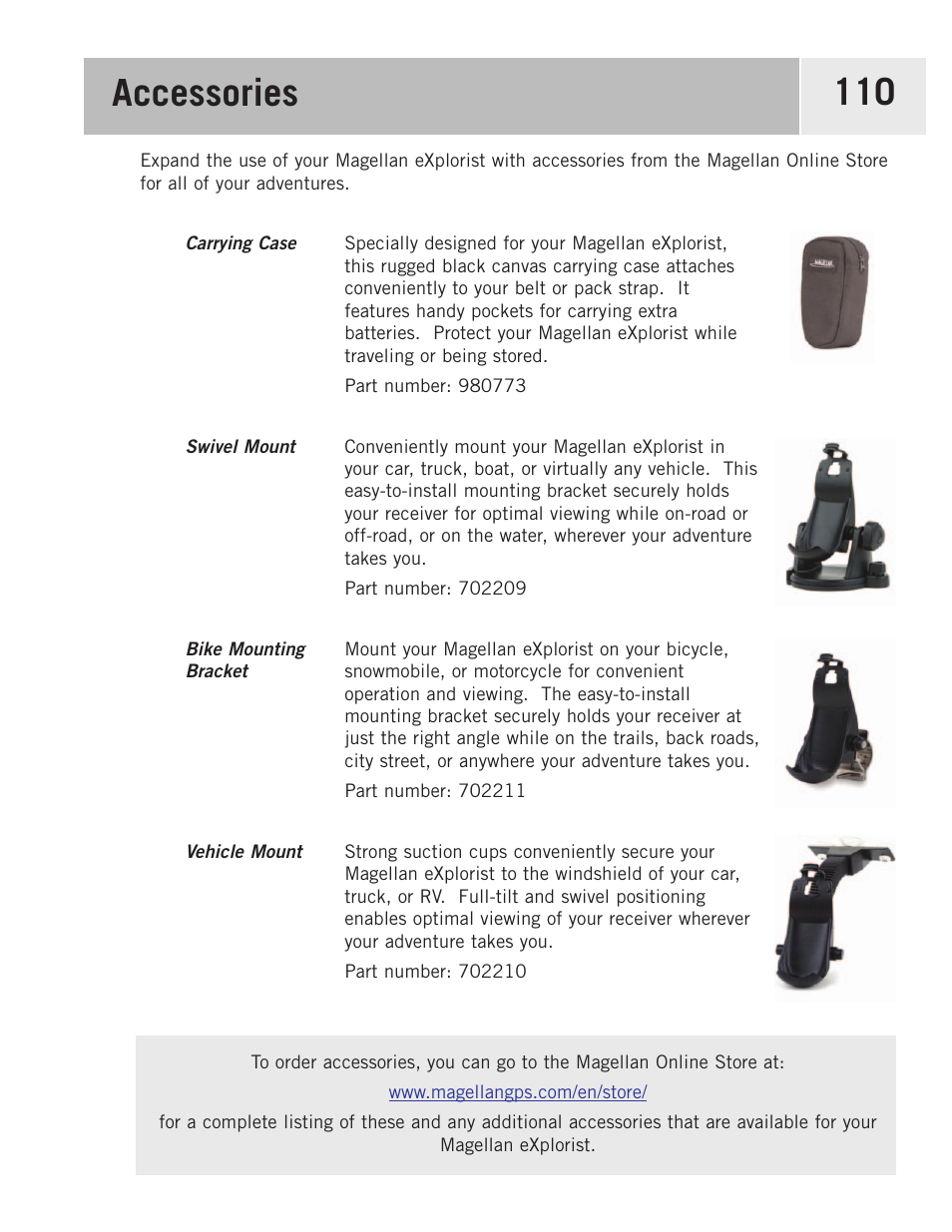 Accessories | Magellan 500 User Manual | Page 117 / 119