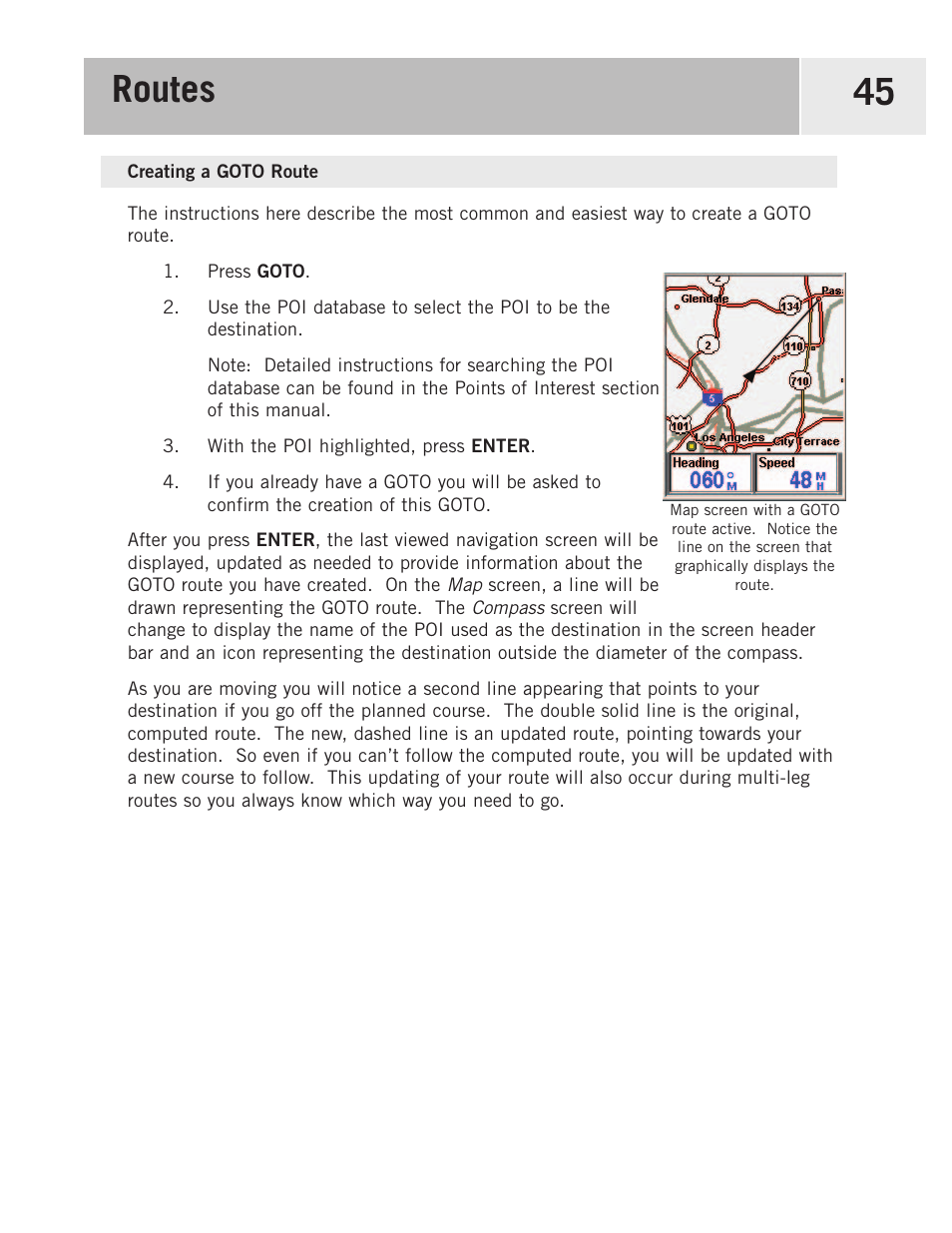 Creating a goto route, Routes 45 | Magellan 500 User Manual | Page 52 / 119