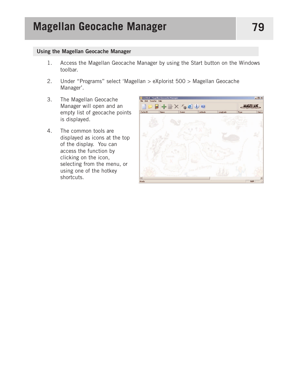 Using the magellan geocache manager, Magellan geocache manager 79 | Magellan 500 User Manual | Page 86 / 119