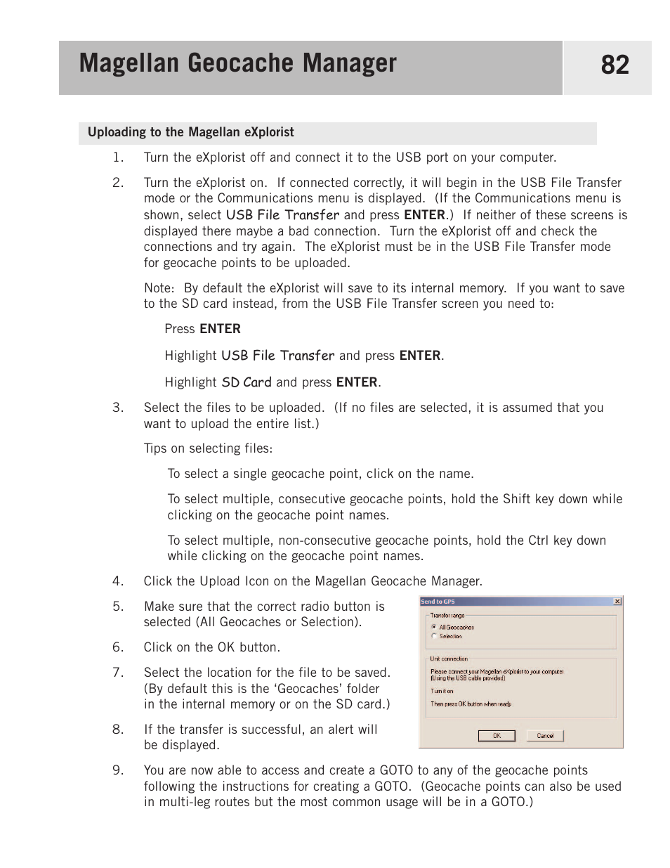 Uploading to the magellan explorist, Magellan geocache manager 82 | Magellan 500 User Manual | Page 89 / 119