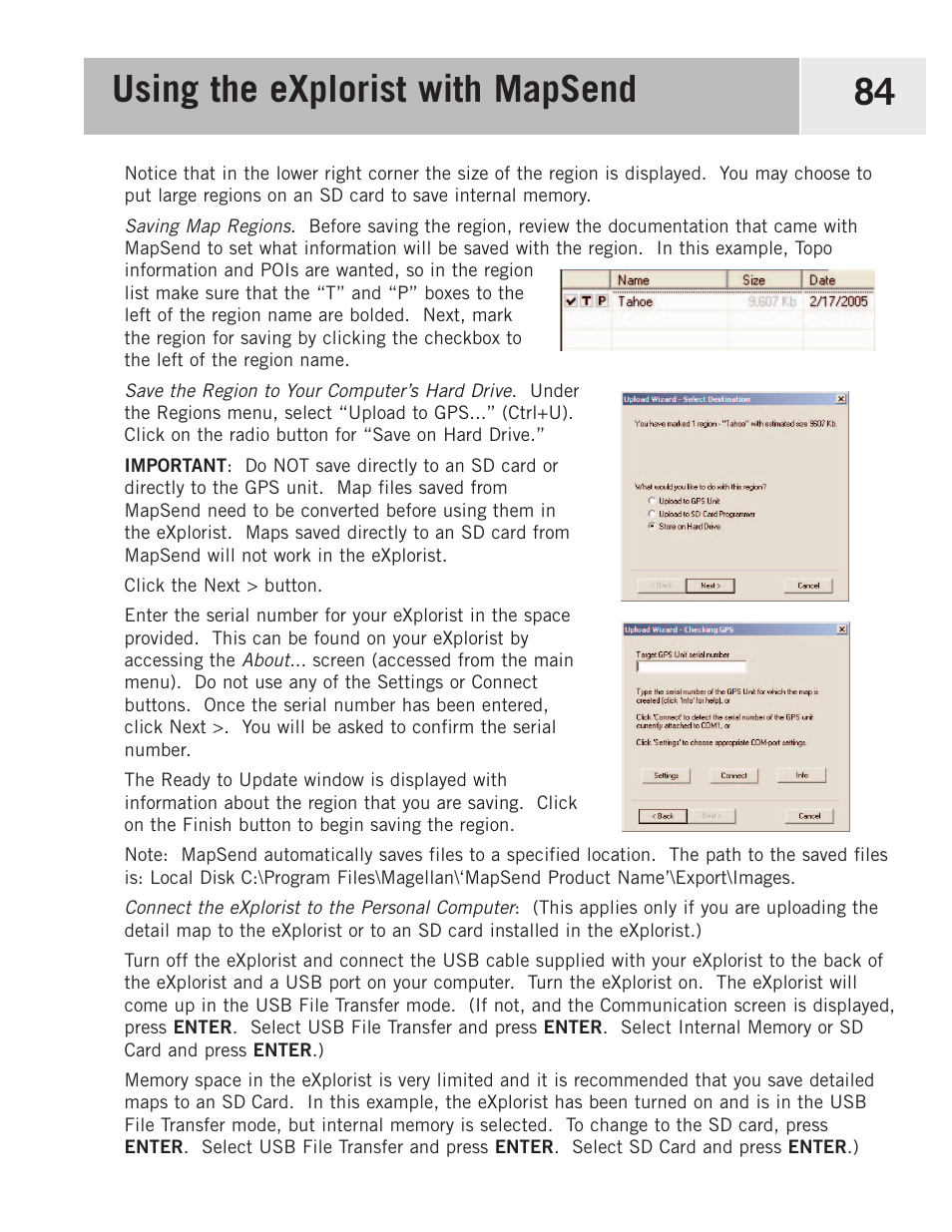 Using the explorist with mapsend 84 | Magellan 500 User Manual | Page 91 / 119