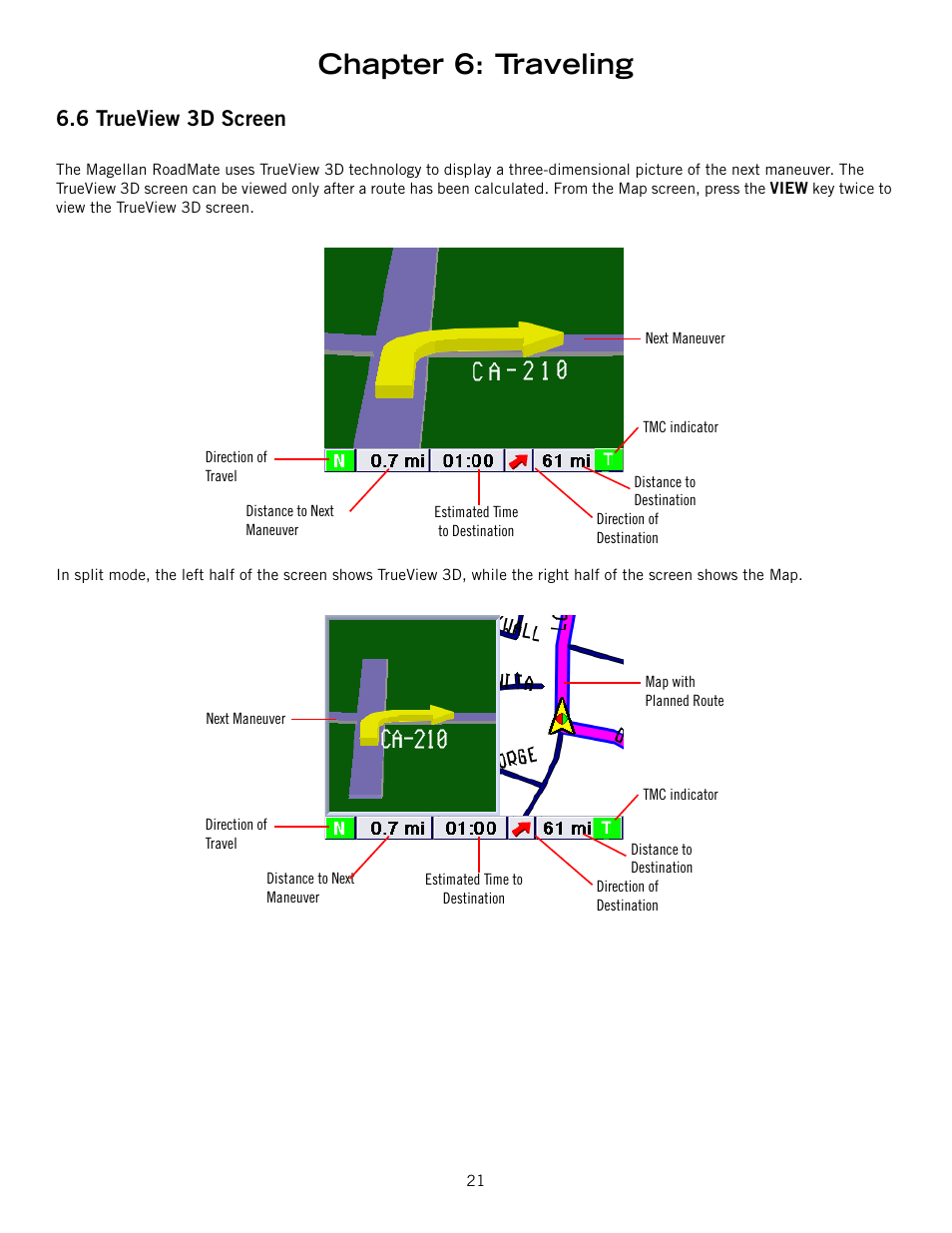 Chapter 6: traveling, 6 trueview 3d screen | Magellan ROADMATE 860T User Manual | Page 30 / 106