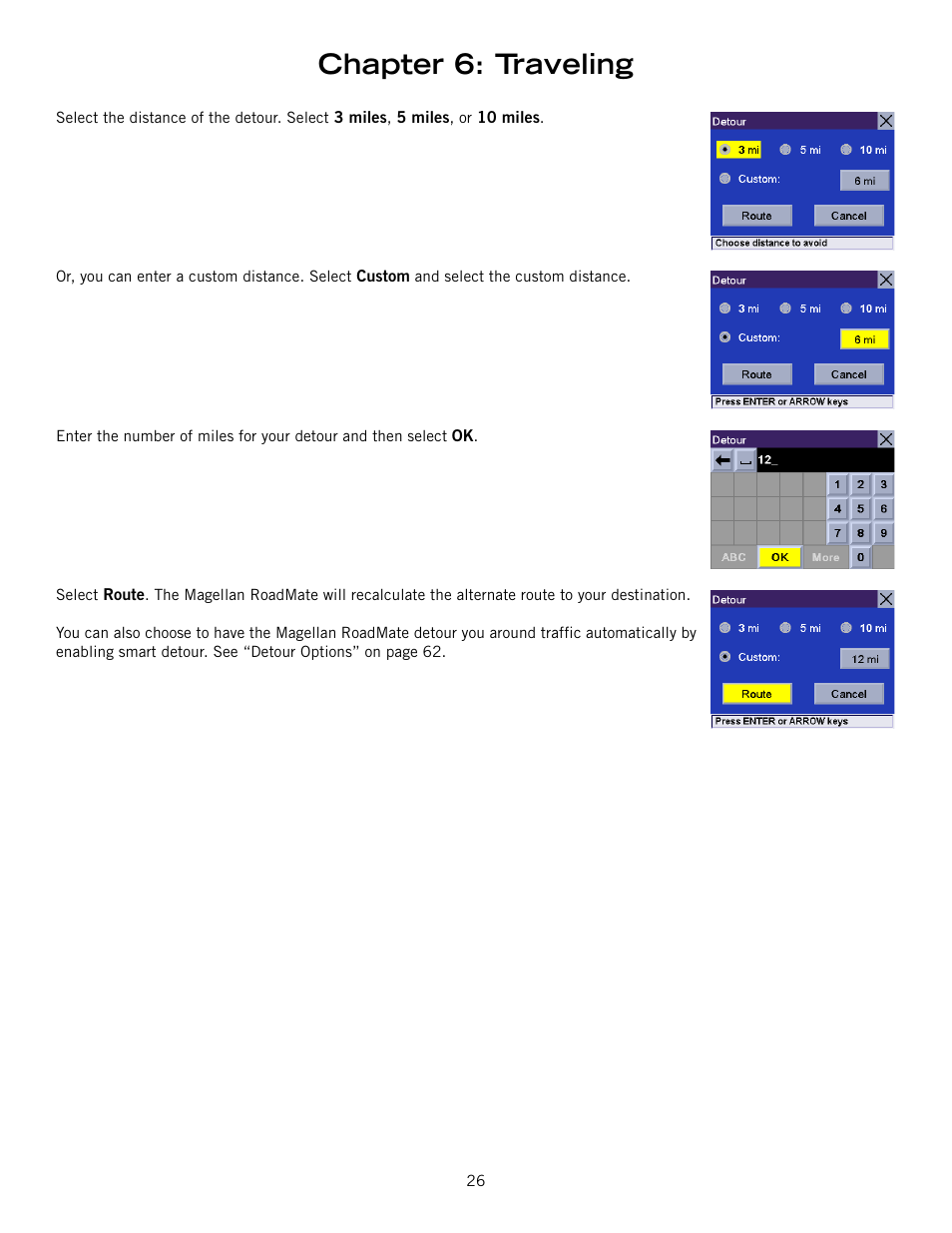Chapter 6: traveling | Magellan ROADMATE 860T User Manual | Page 35 / 106