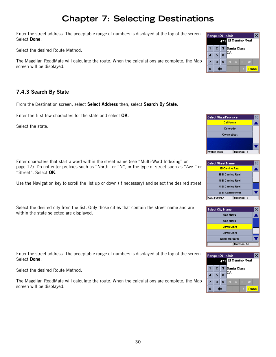 Chapter 7: selecting destinations | Magellan ROADMATE 860T User Manual | Page 39 / 106