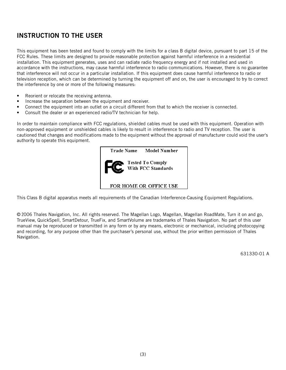 Instruction to the user | Magellan ROADMATE 860T User Manual | Page 4 / 106
