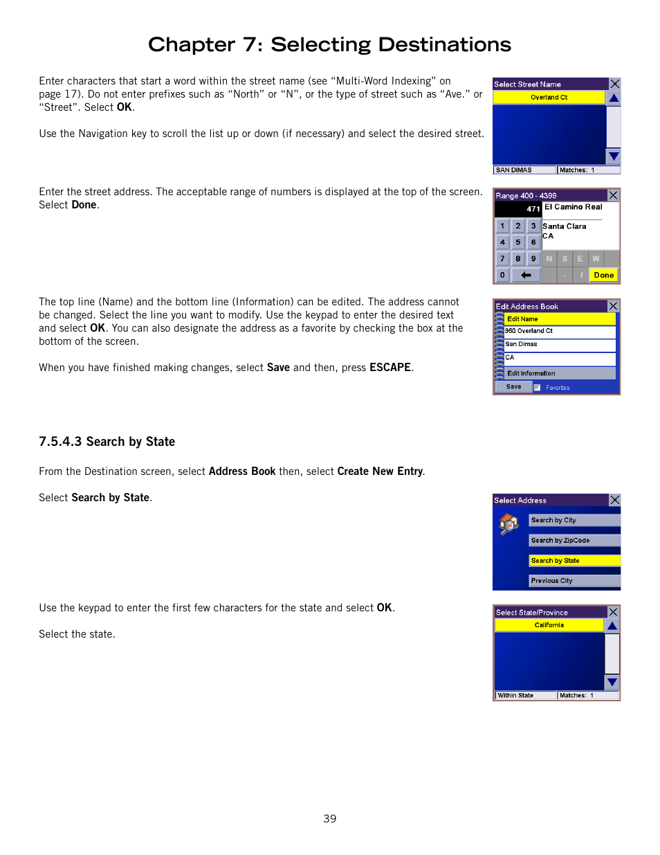 Chapter 7: selecting destinations | Magellan ROADMATE 860T User Manual | Page 48 / 106