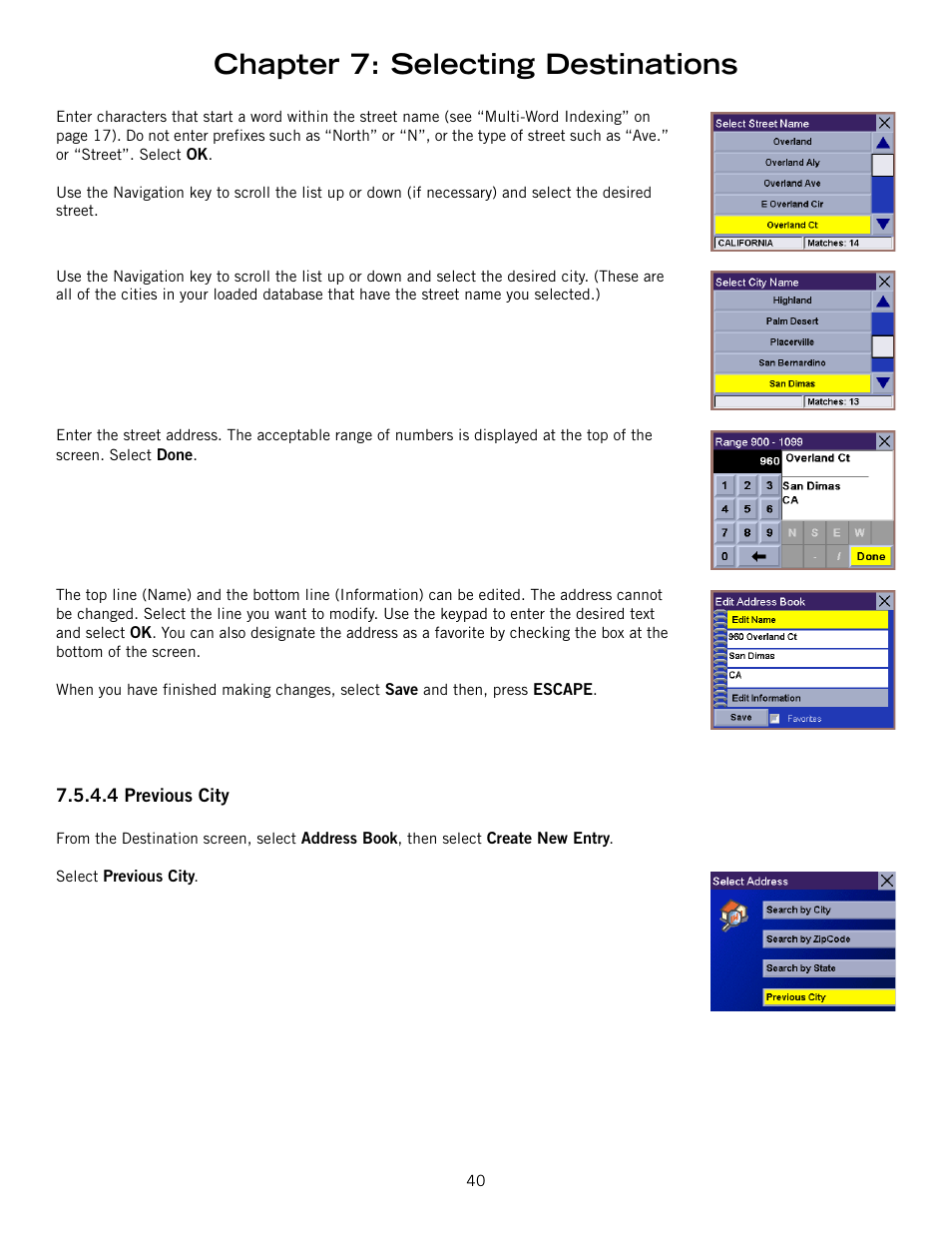 Chapter 7: selecting destinations | Magellan ROADMATE 860T User Manual | Page 49 / 106