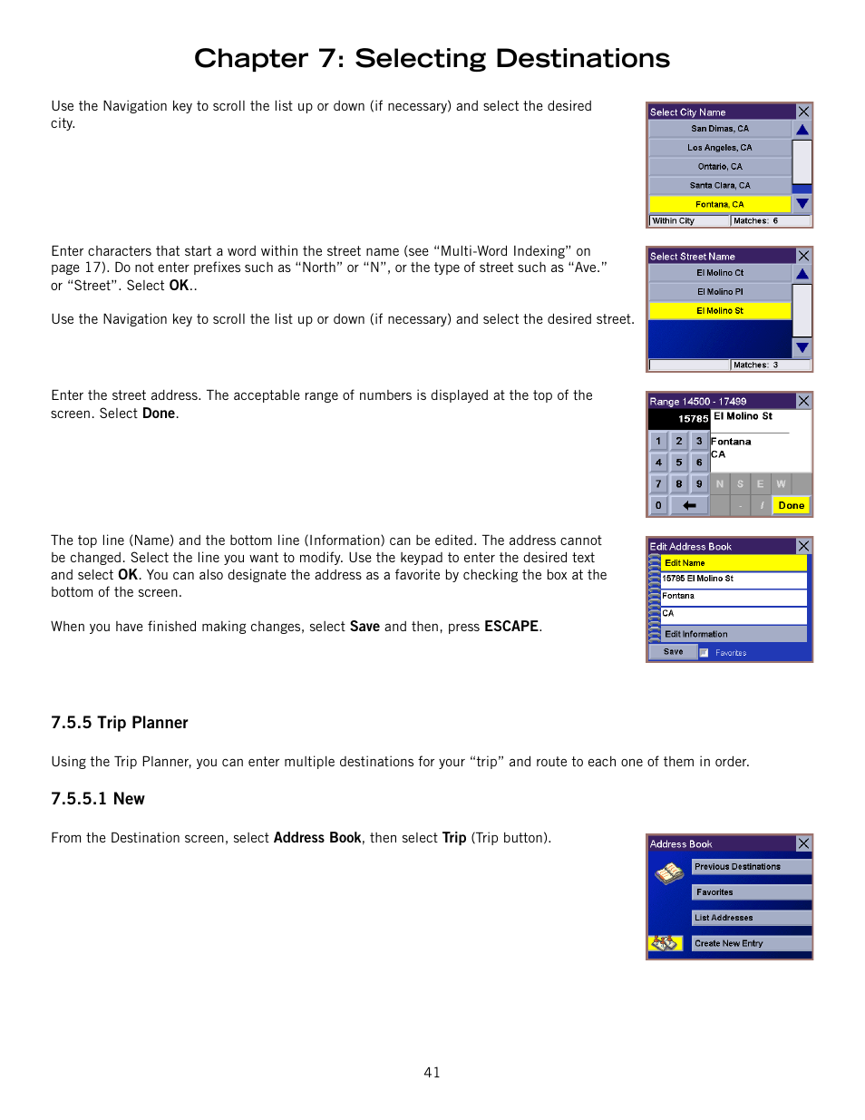 Chapter 7: selecting destinations | Magellan ROADMATE 860T User Manual | Page 50 / 106