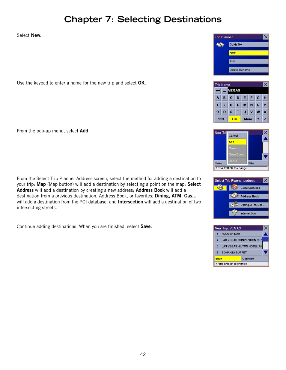 Chapter 7: selecting destinations | Magellan ROADMATE 860T User Manual | Page 51 / 106